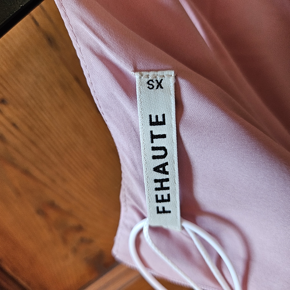 Elegant FEHAUTE Mauve Pink Fitted Midi Dress With Flare Skirt - Picture 7 of 7